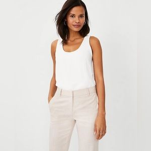 Ann Taylor White Mixed Media Tank Top, Size S